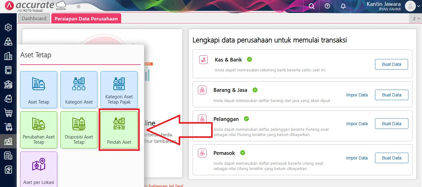 cara mencatat fitur pindah aset tetap